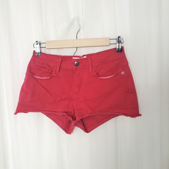 Frame Denim Le Cutoff shortie in vintage red size 24 - Picture 1 of 6